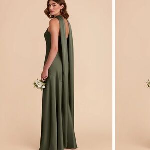Birdy Grey olive satin matte dress. Style: Eileen matte